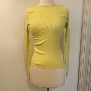 Hudson Light Yellow Ribbed Long Sleeve Top With Open Back NWT
